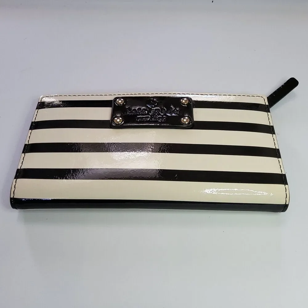 Kate Spade NY Striped Patent Bifold Snap Wallet